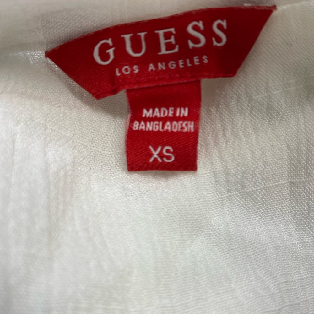 Guess White Twist Tie Button Up Top - image 3